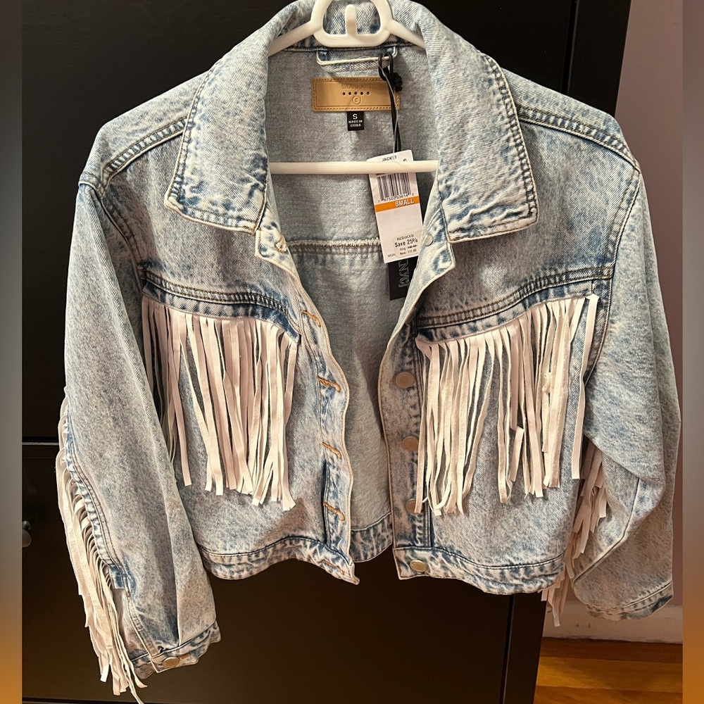 Blank Fringe Crop Jean Jacket